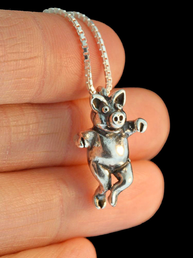 Three Little Pigs -  Left Jig Pig Charm - Silver