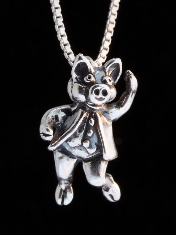 Stepping Out Pig Charm - Sterling Silver