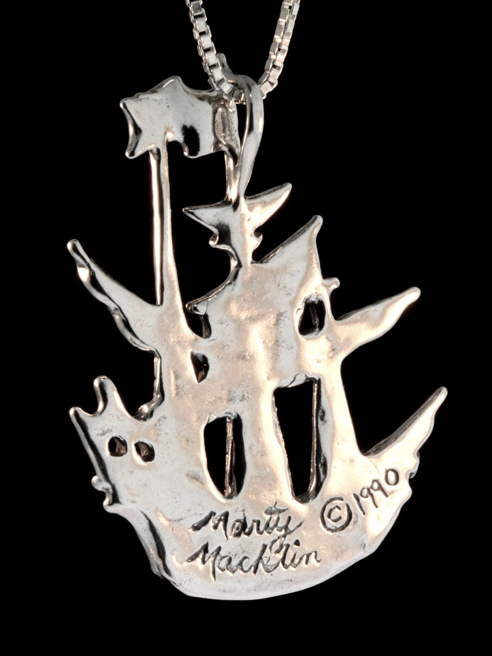 Reverse of Pirate Ship Pendant - Silver