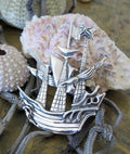Pirate Ship Pendant - Silver