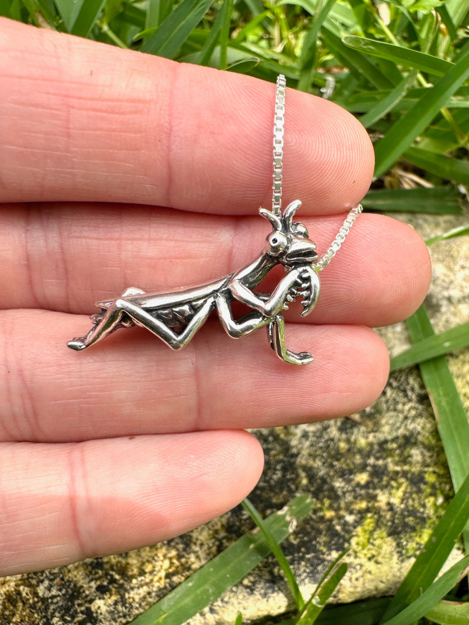 Praying Mantis Charm - Silver