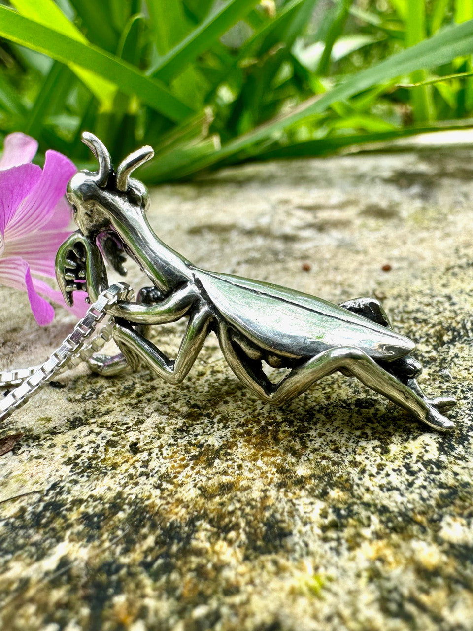 Praying Mantis Charm - Silver