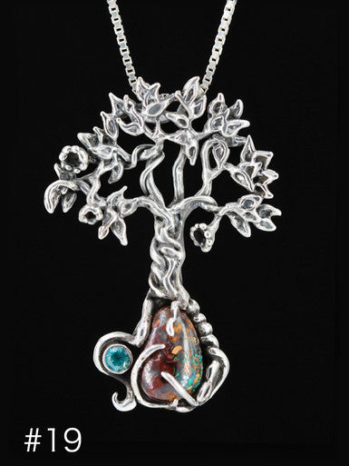 Primeval Forest Tree Pendant #19  with Koroit Australian Boulder Opal - Sterling Silver