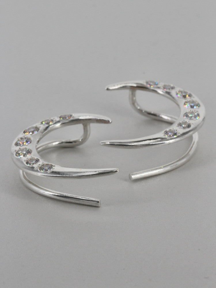 Left and Right Crescent Ear Wraps with 7 CZ's each