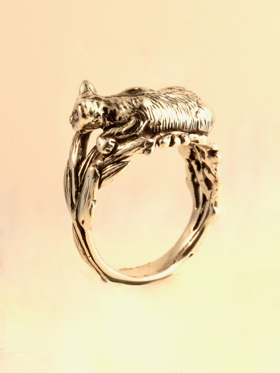 Cat Tail and Pussy Willow Ring - Sterling Silver