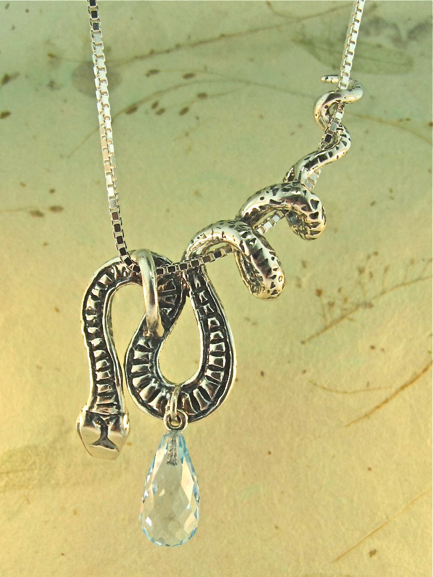 Python Pendant with Blue Topaz Briolett - Silver