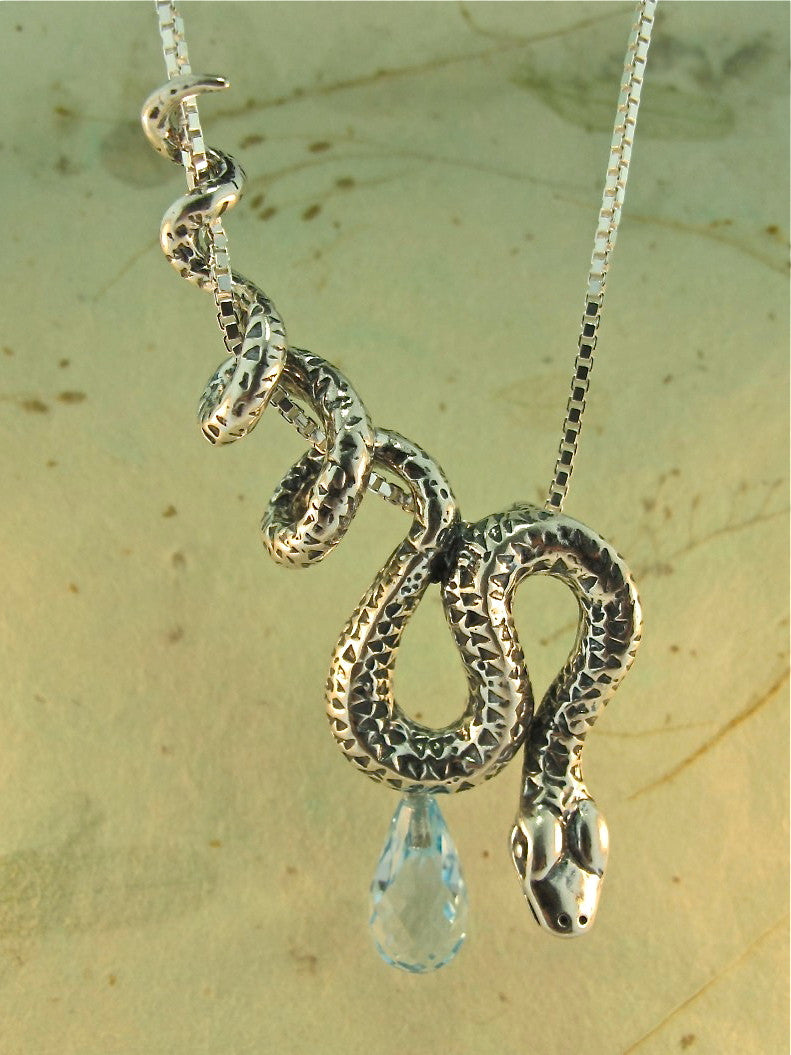 Python Pendant with Blue Topaz Briolett - Silver