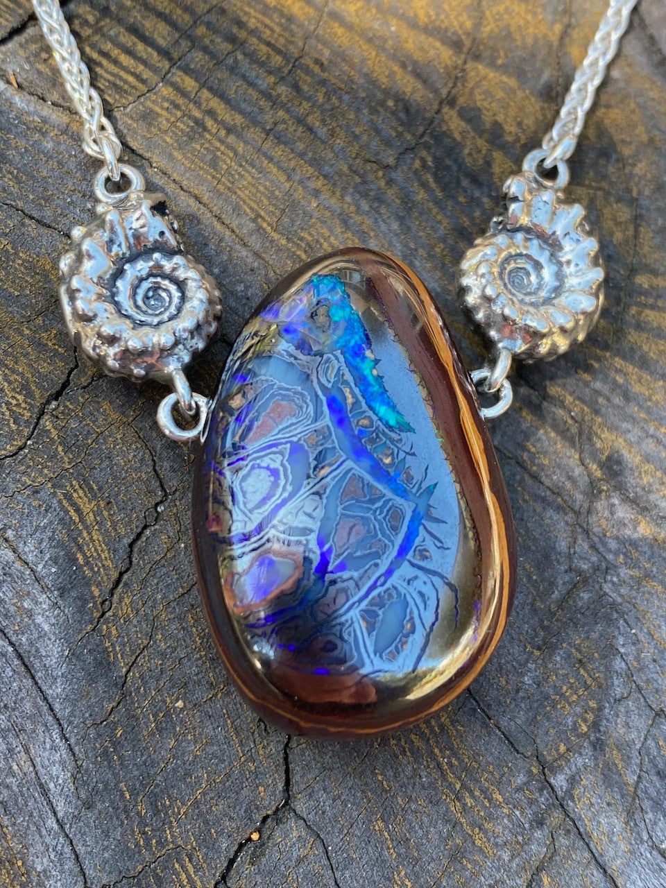 Queensland Crevasse Australian Boulder Opal with Ammonites