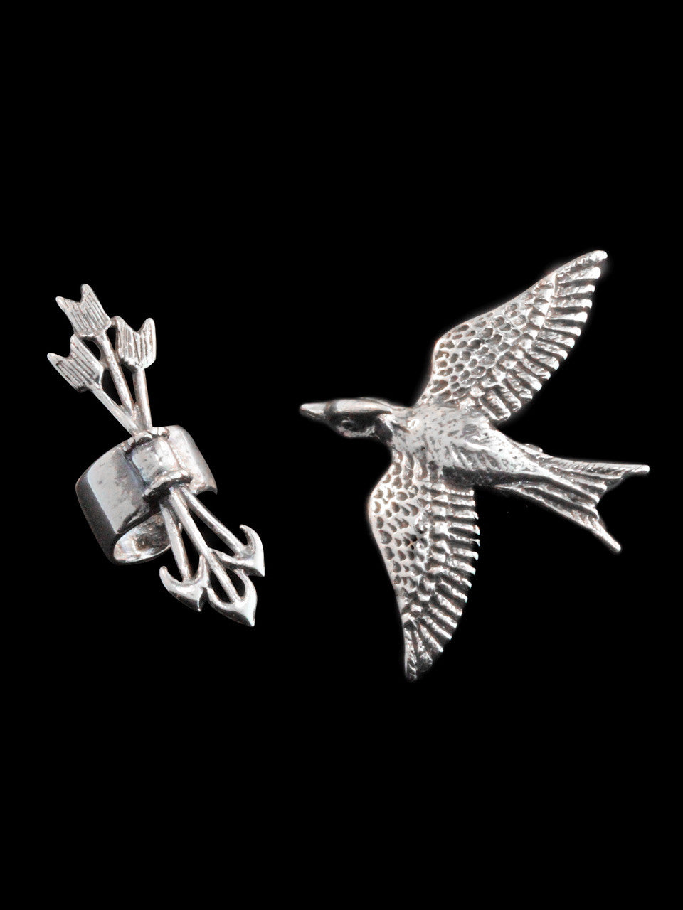 Mocking Jay, Quiver and Arrow Ear Cuff Combo - Silver
