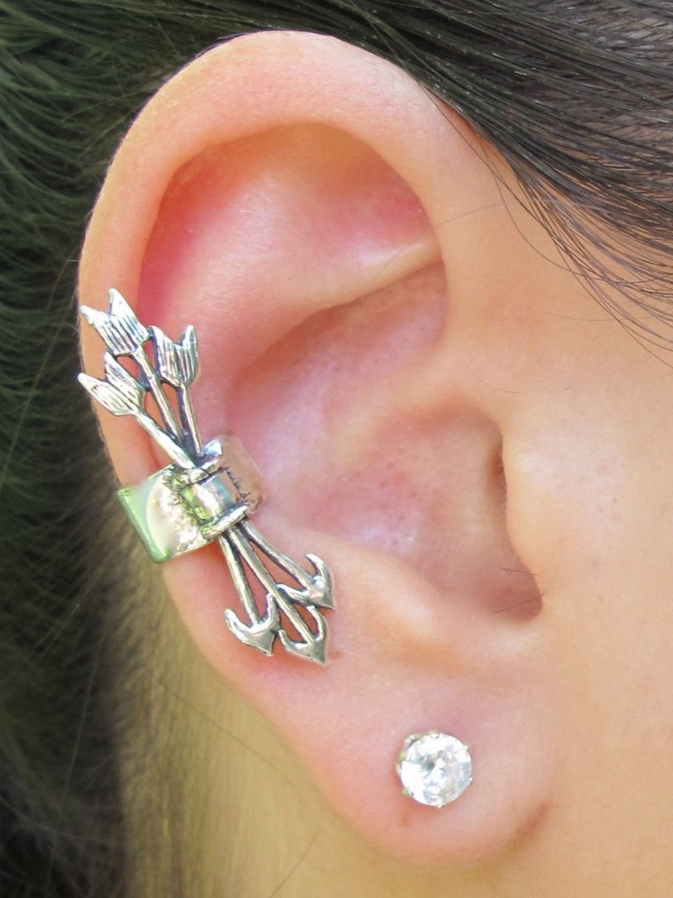 Quiver and Arrow Ear Cuff - Silver