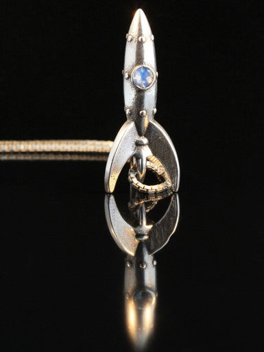 RKT-2 Rocket Charm with Gemstone Portholes - Silver