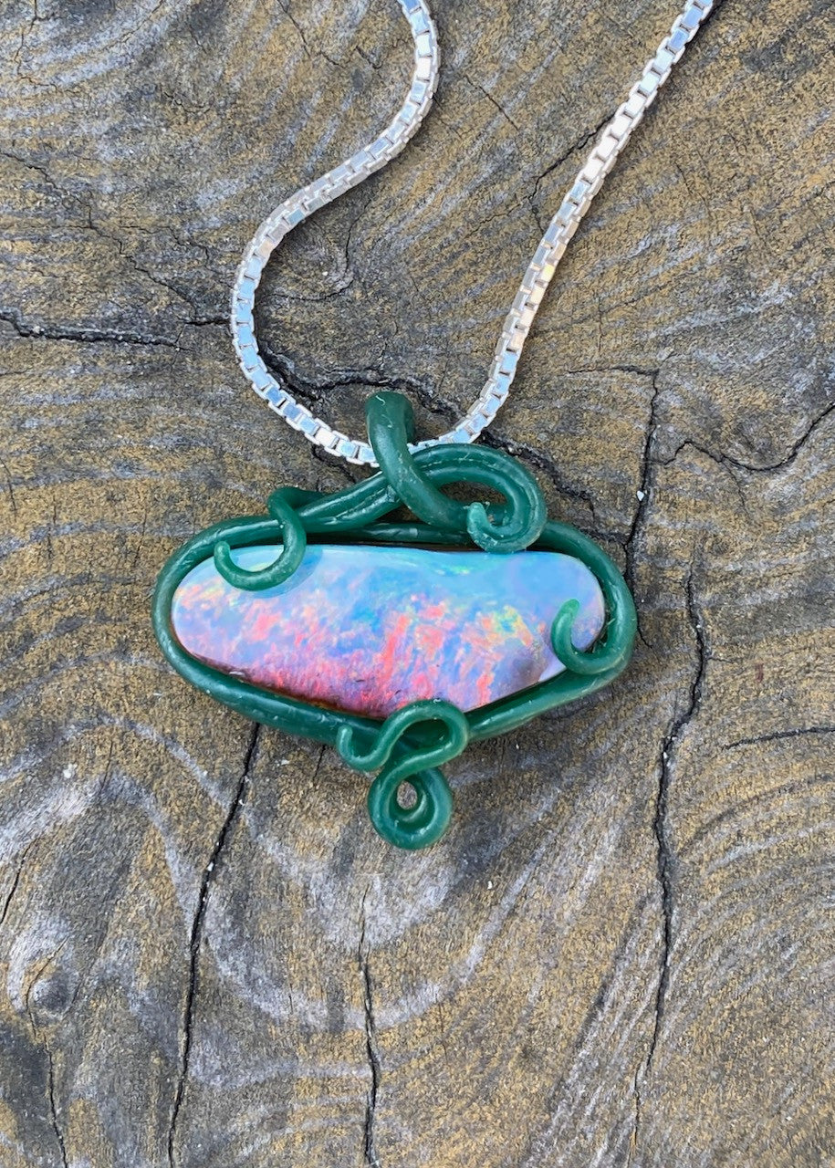Rainbow Dawn Australian Crystal Opal Pendant - Wax Original