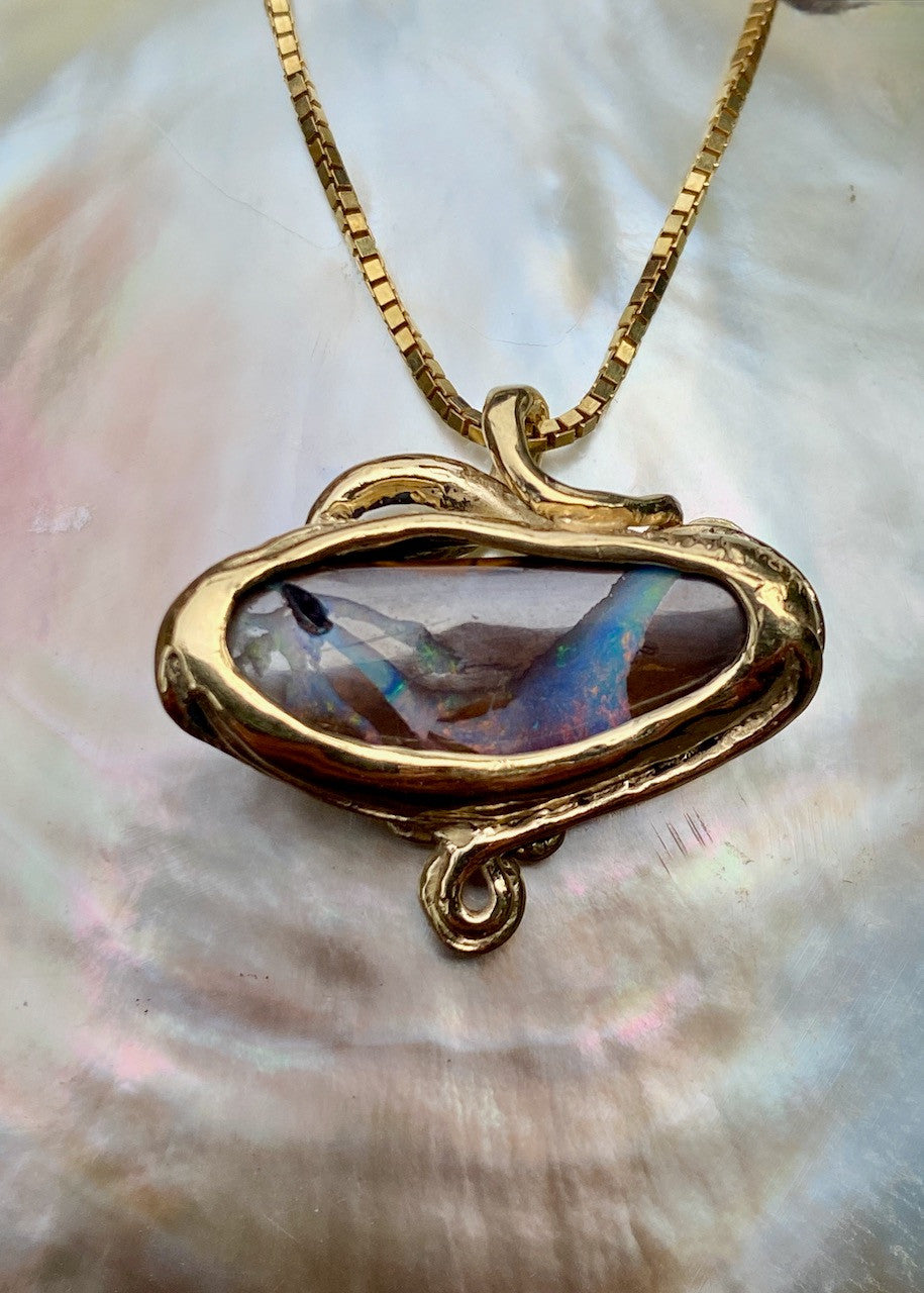 Rainbow Dawn Australian Crystal Opal Pendant