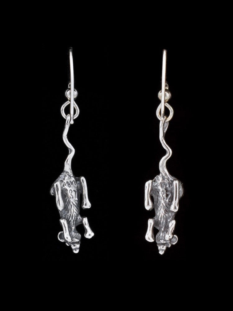 Rat Earrings in Silver