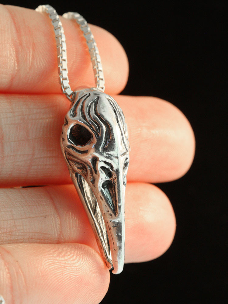 Raven Skull in Silver