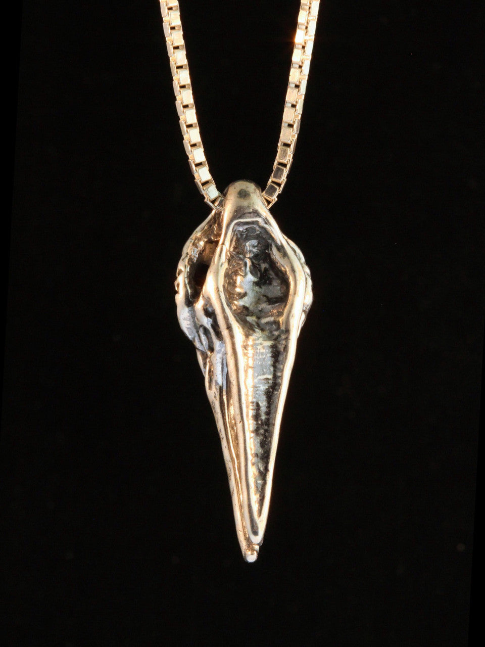 Raven Skull Pendant with Garnet Eyes