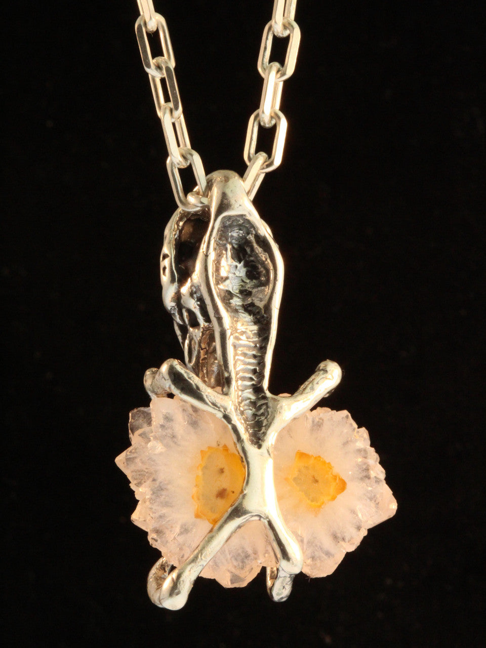 Raven Skull with Stalactite Slice - Silver