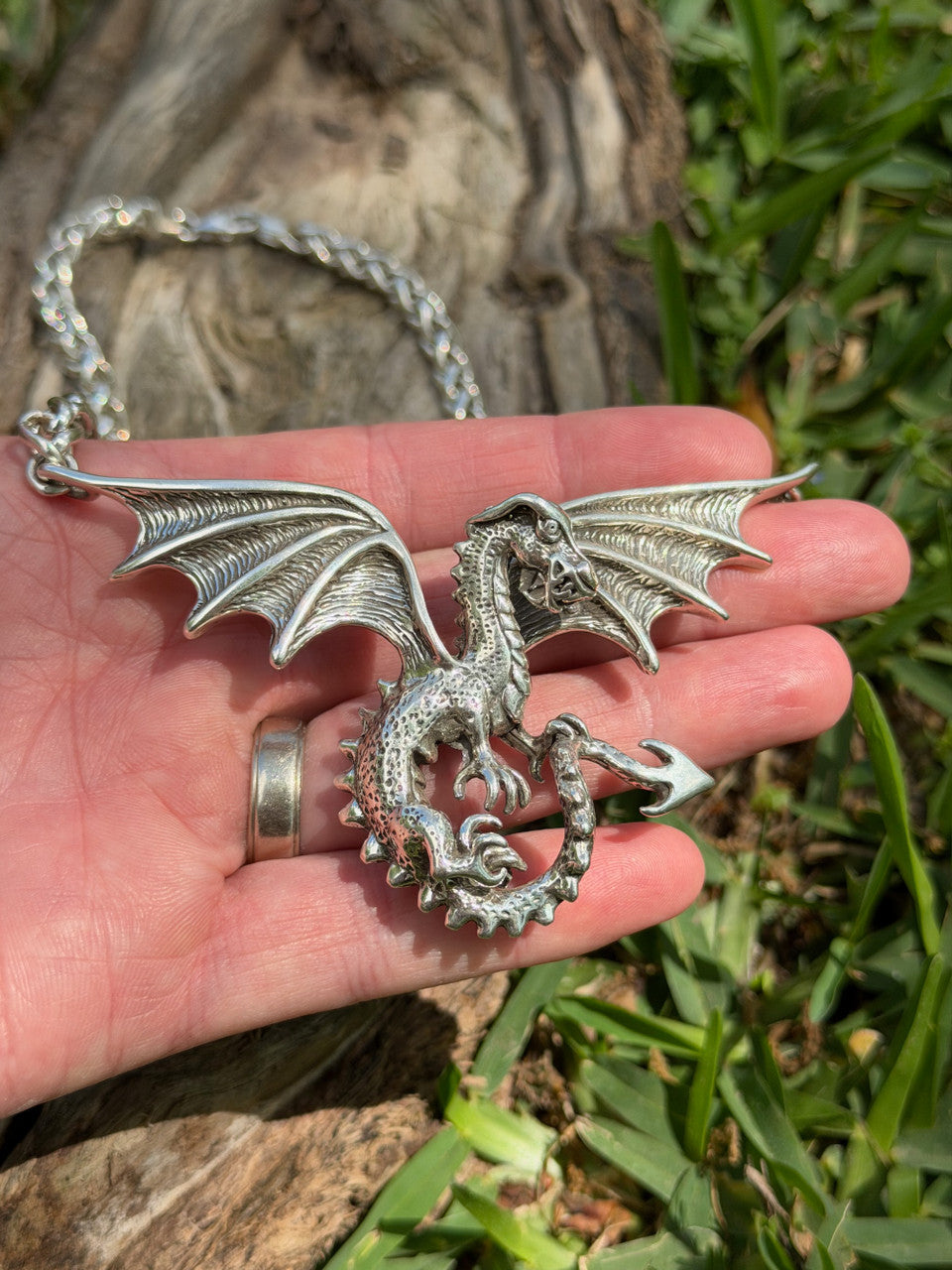 Sterling Silver Spread Winged Dragon