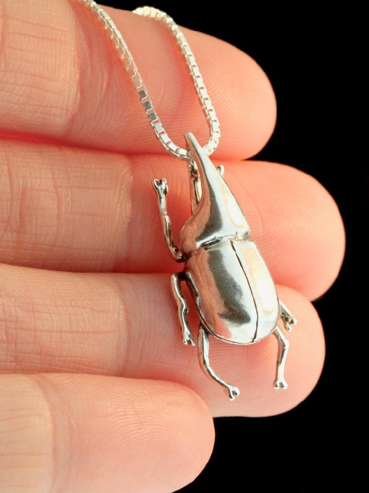 Rhinoceros Beetle Charm in Silver