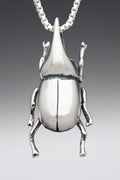 Rhinoceros Beetle Charm - Sterling Silver
