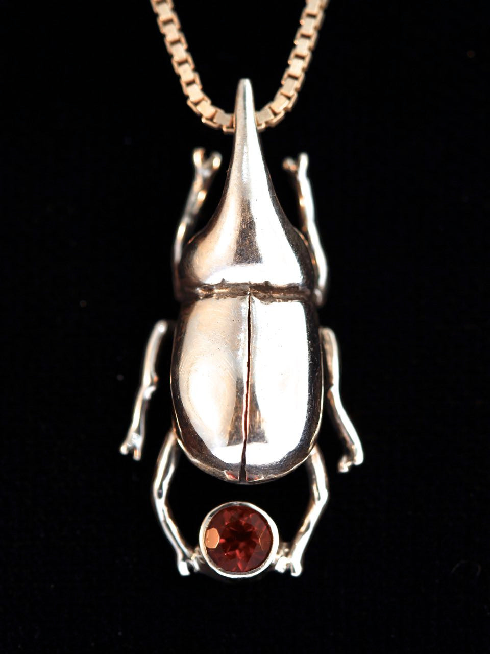 Rhinoceros Beetle with Mexican Fire Opal
