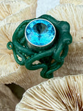 Rip Tide Octopus Ring with Gemstone - Sterling Silver