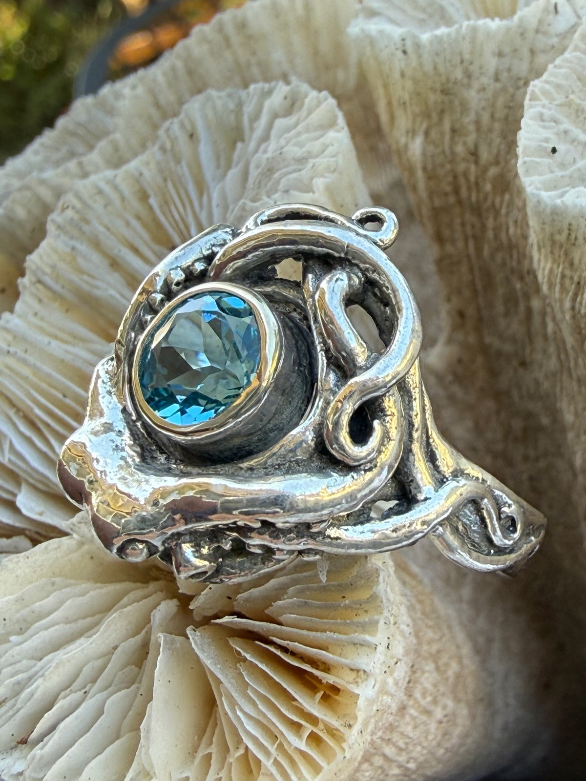 Rip Tide Octopus Ring with 8mm Gemstone - Sterling Silver