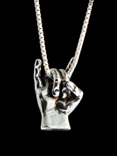 Rock On Hand Charm - Sterling Silver