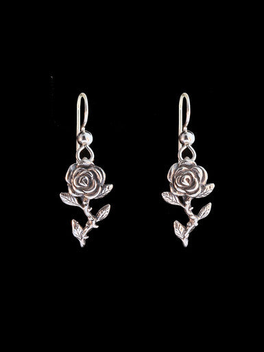Rose Earrings - Silver