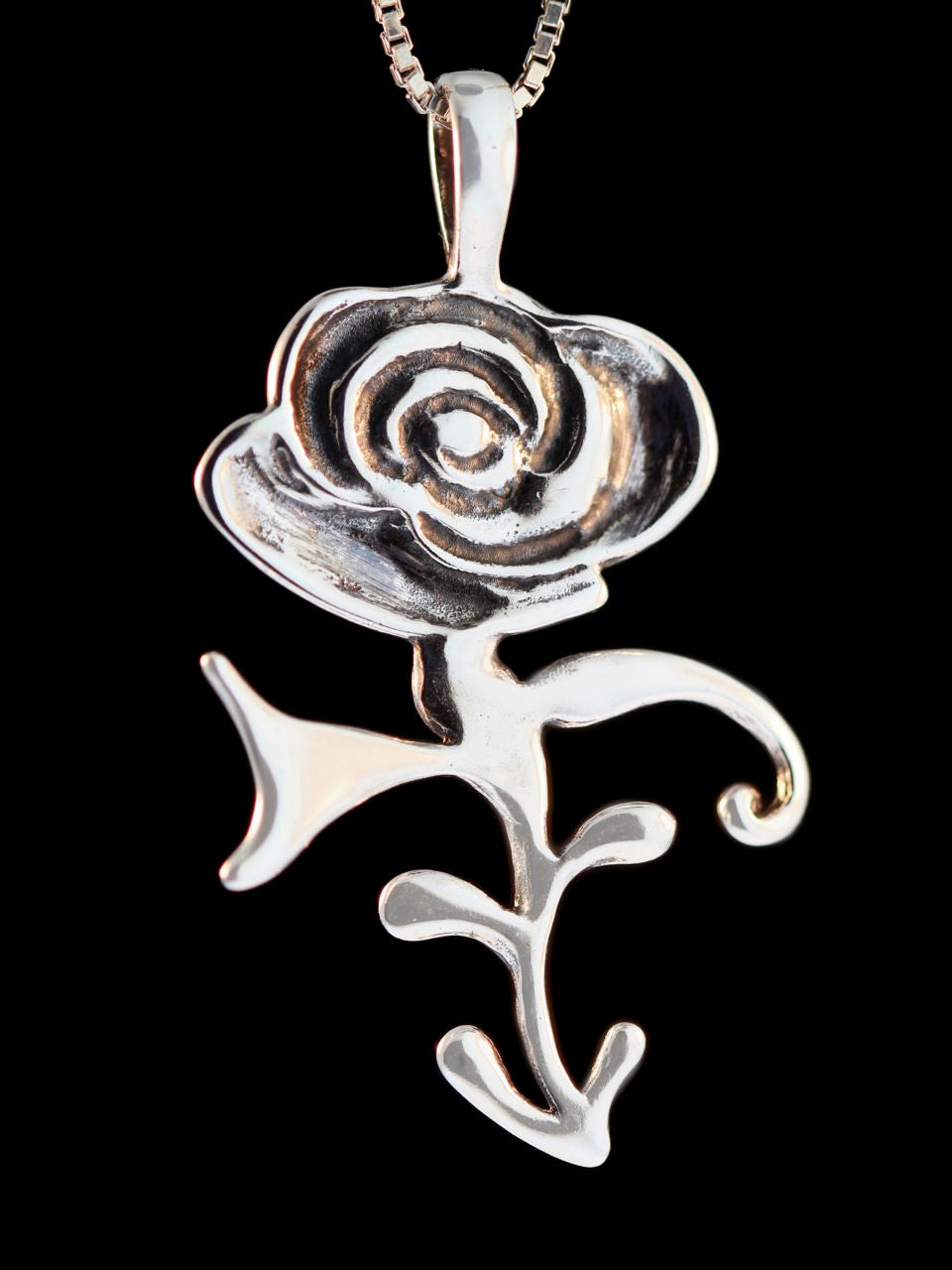 Sterling Silver Rose Pendant