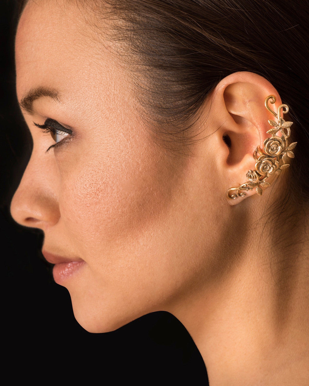Rose Tendril Ear Cuff - Bronze
