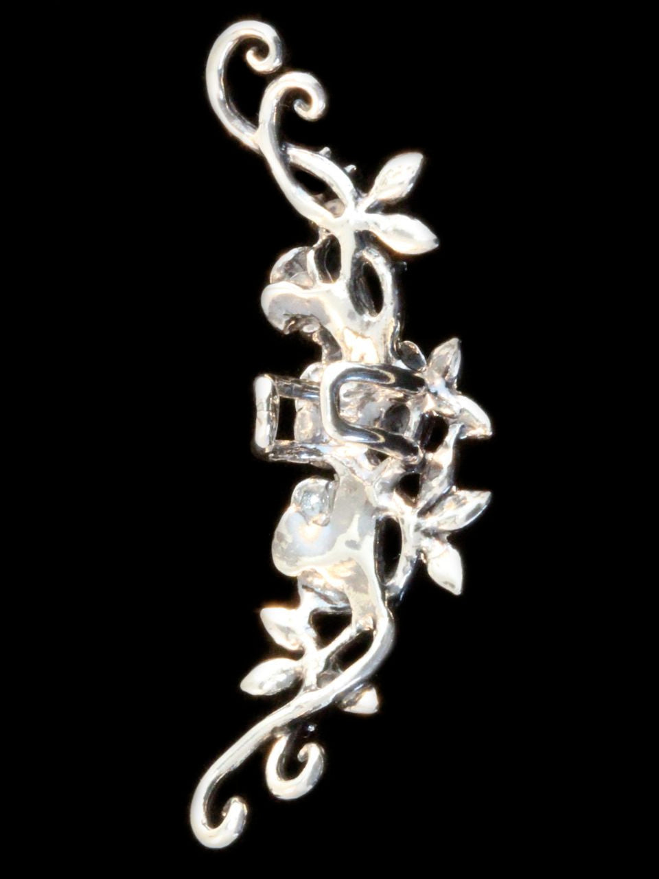 Rose Tendril Ear Cuff in Silver