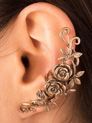 Rose Tendril Ear Cuff - Bronze