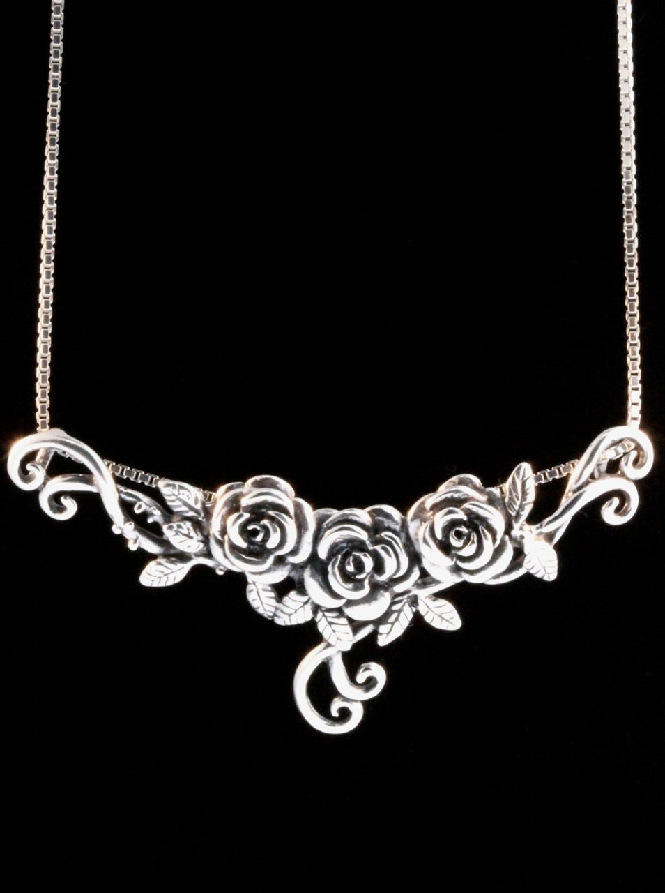 Rose Tendril Pendant - Silver