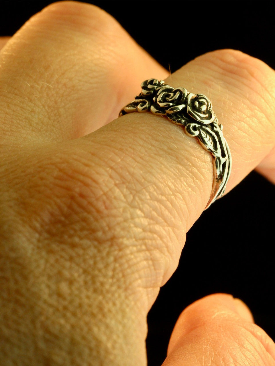 Rose Tendril Ring - Silver