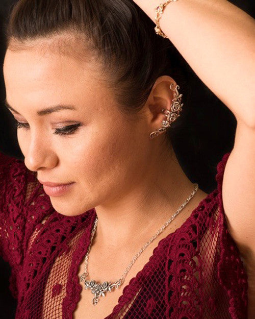 Rose Tendril Ear Cuff - Bronze