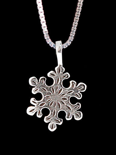 Christmas - Rounded Snowflake Charm - Silver