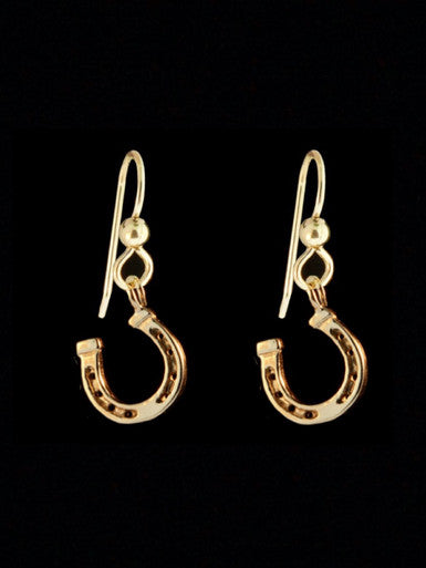 Good Luck Horseshoe Earrings - 14k Gold