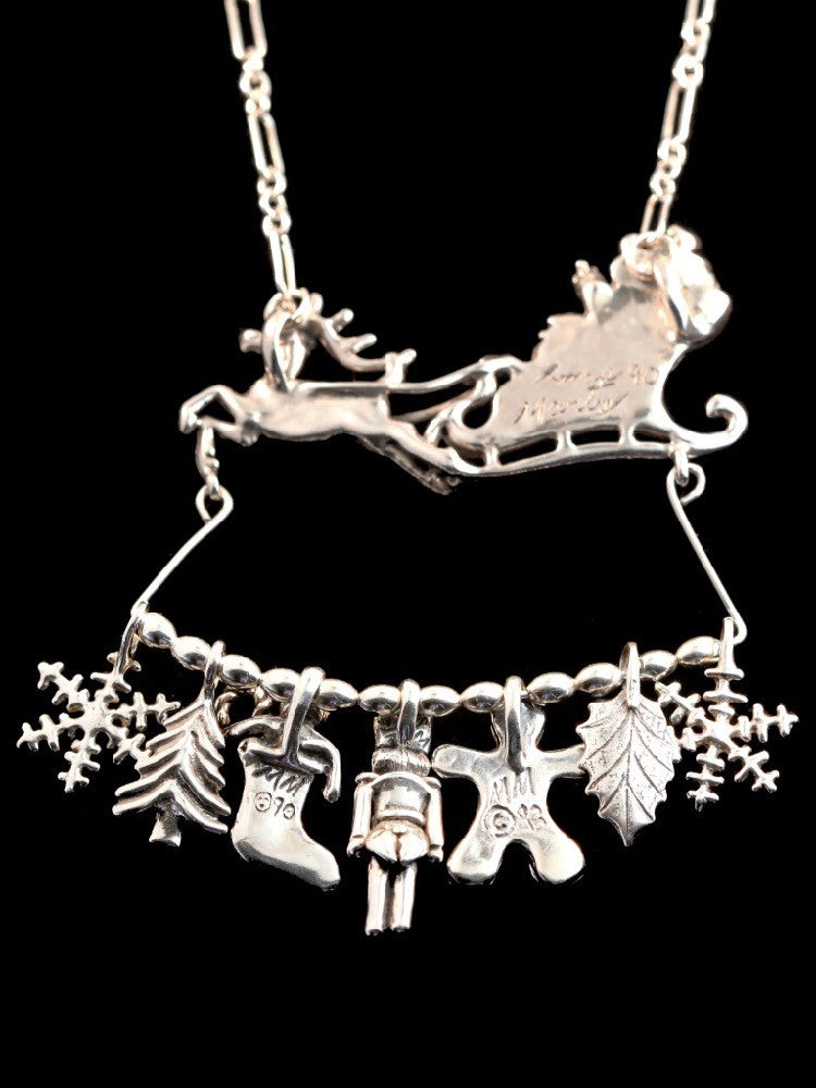 Santa and Reindeer Charm Collection in Silver