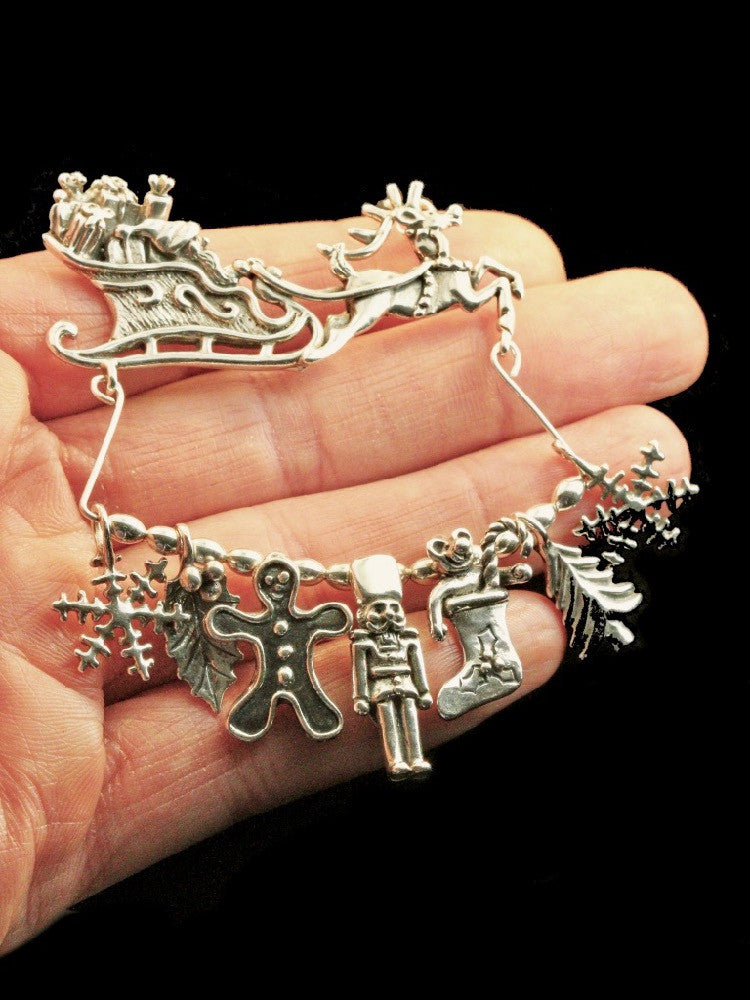 Santa and Reindeer Charm Collection in Silver
