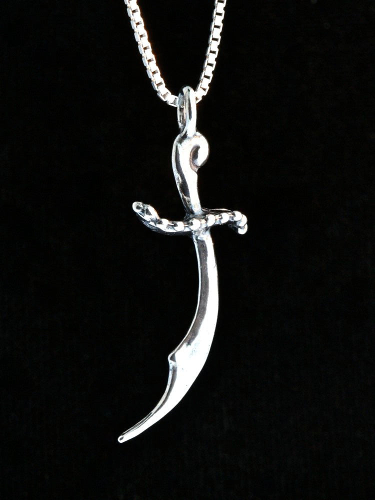 Scimitar Sword Charm - Silver