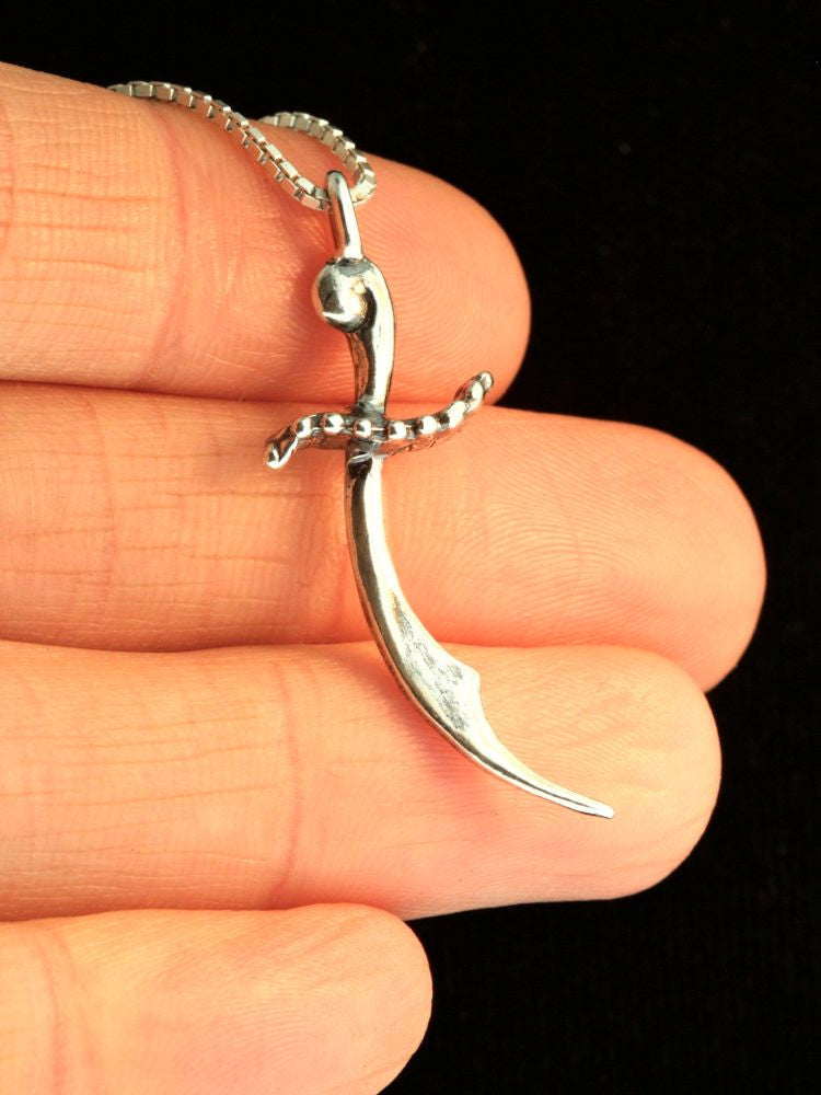 Scimitar Sword Charm - Silver