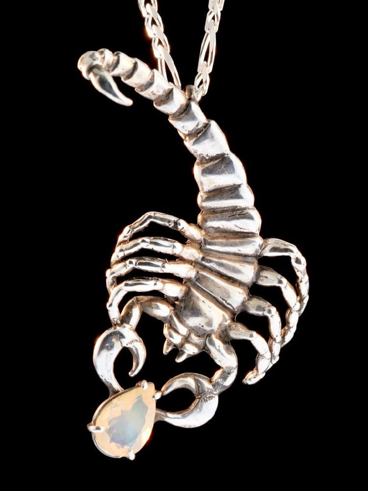 Scorpion Pendant with Ethiopian Opal in Silver