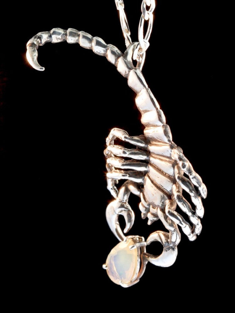 Scorpion Pendant with Ethiopian Opal in Silver