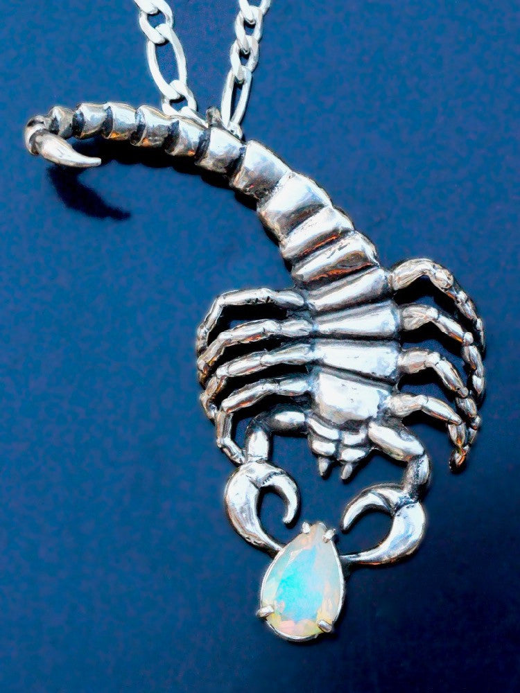 Scorpion Pendant with Ethiopian Opal in Silver