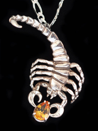 Scorpion Pendant with Gemstone - Silver