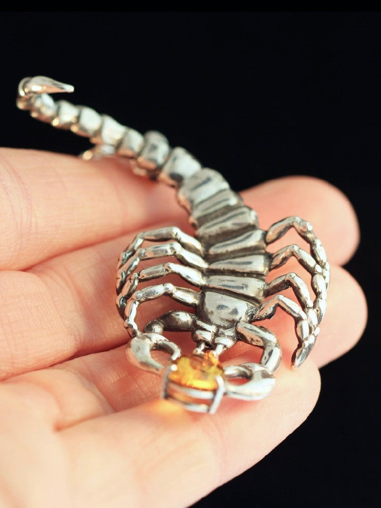Scorpion Pendant with Gemstone in Silver