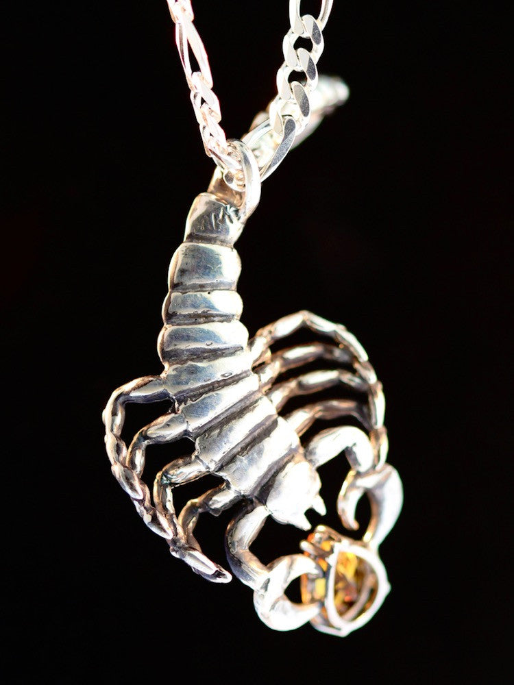 Scorpion Pendant with Gemstone in Silver