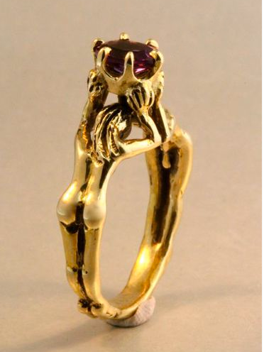 Crowning Lovers Ring with Amethyst - Solid 14k Gold