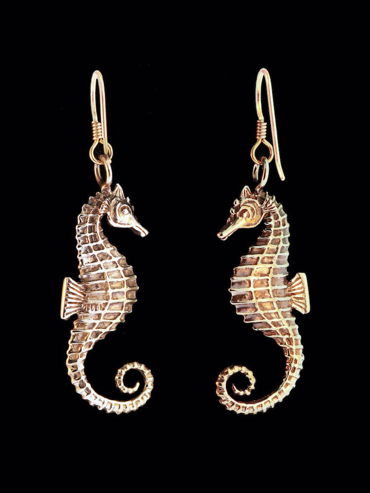 Seahorse Earrings - Bronze
